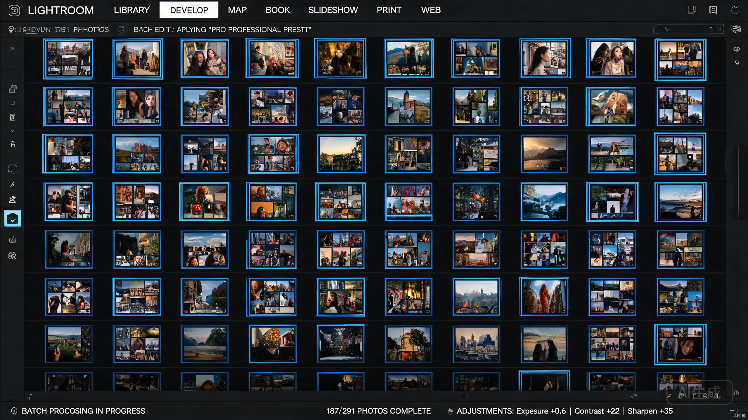 批处理工作流:Lightroom批量处理500张照片 写真套图 第1张-图摄 Lightroom网格视图批量处理数百张照片