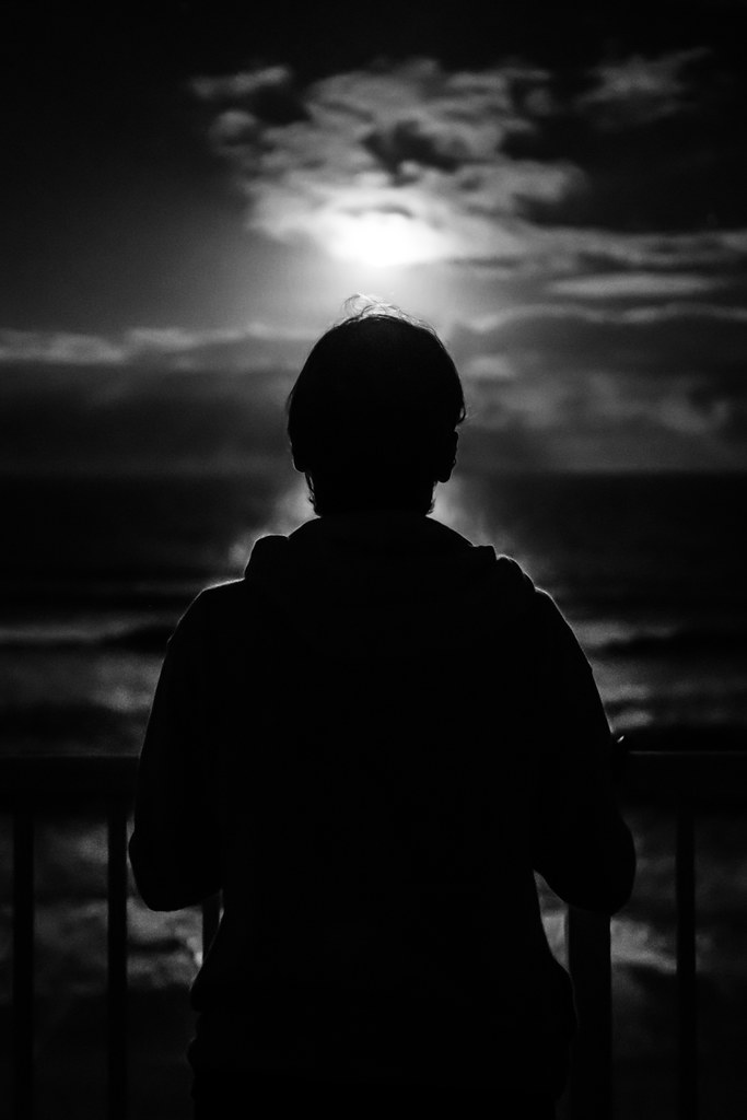 Looking at the moon - Florida, United States - Black and white photography